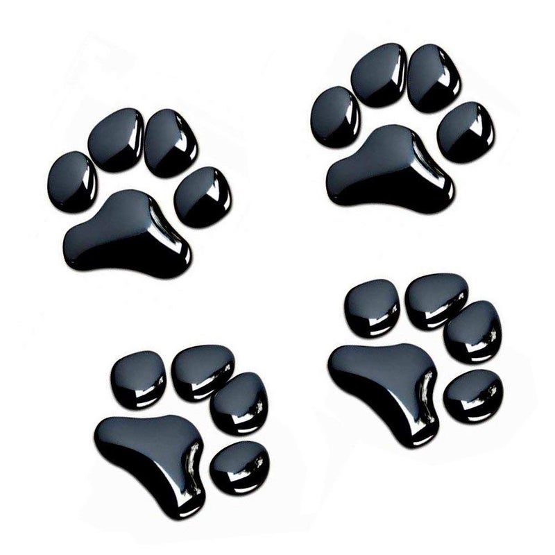 LZLRUN 4PCS Black 3D Chrome Dog Paw Footprint Sticker Decal Auto Car Emblem Decal Decoration - Image 1